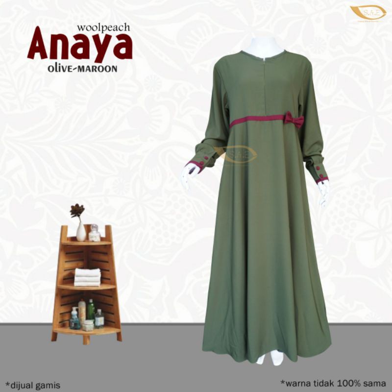 Gamis | Gamis Syar'i | Gamis syar'i busui friendly | Bahan Wolfis Woolpeach Simple Elegan