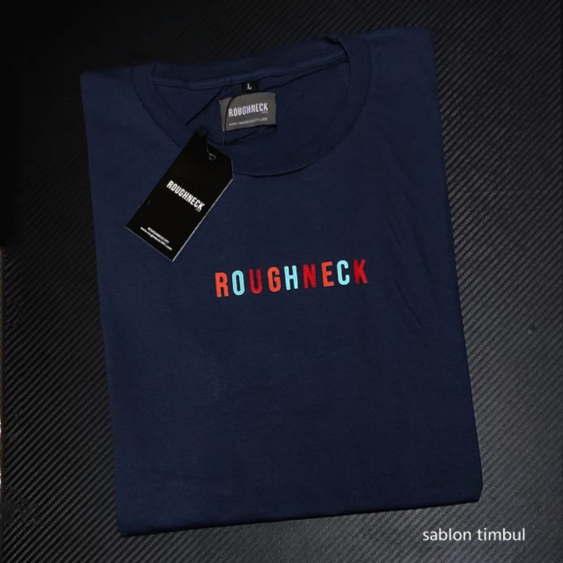 T-SHIRT KAOS ROUGHNECK BANYAK MOTIF TS DISTRO UNISEX PRIA DAN WANITA - KAOS ROUGHNECK NAVY KEREN SIM