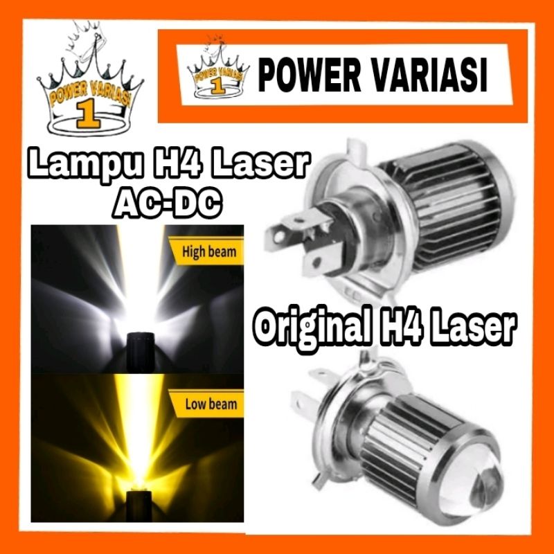 LAMPU LED LASER H4 20WATT AC DC/BOLAM LED LASER H4 20WATT AC AD MOTOR DEPANlampu led h4