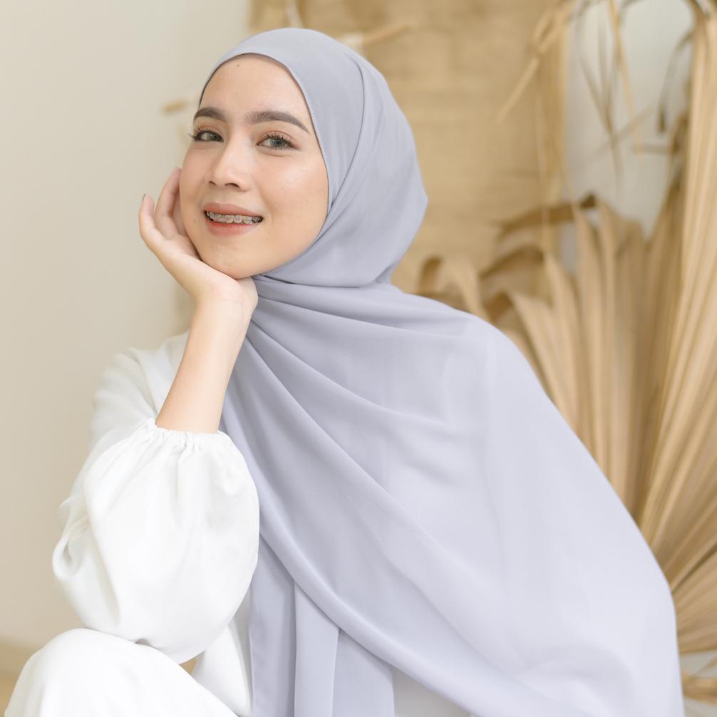 Lozy Hijab - [Defect] Bawal Shawl ( Hijab Pashmina )-Soft Blue Grey