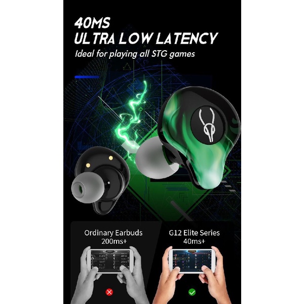 SABBAT G12 ELITE GAMES SERIES - Low-Latency Bluetooth 5.0 TWS Earphone