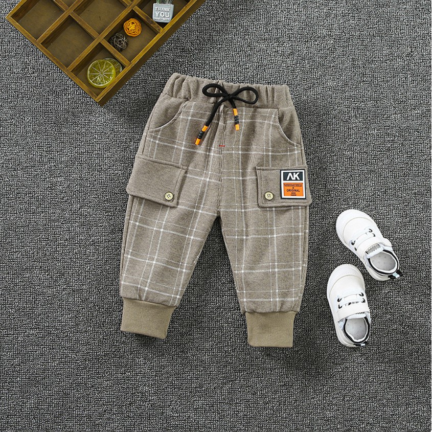 Celana Panjang Bayi Anak 0-3 Tahun Flannel Hype Beast Anak Laki-laki Cowok Long Pants Kotak-kotak