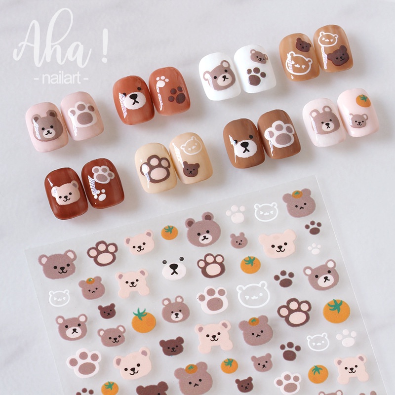 Stiker Kuku Motif Kartun Kelinci / Anjing / Imut Smiley Untuk Aksesoris Nail Art kuku Diy