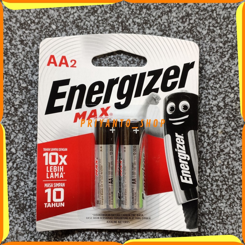 BATERAI ENERGIZER MAX AA A2 E91 BP2 LR 6 1.5V ASLI ISI 2 ORIGINAL