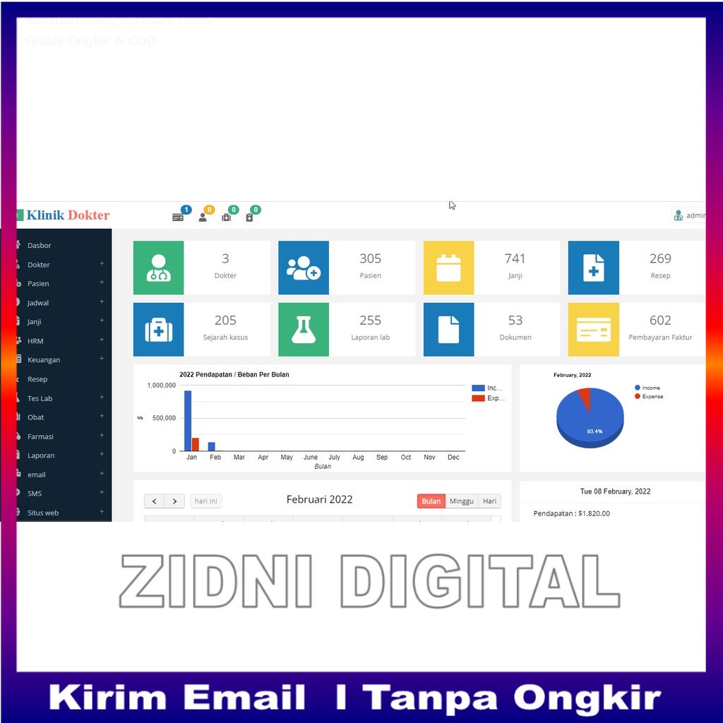 Aplikasi Klinik SIM RS Dokter PHP CI - Codeigniter ZIDNI DIGITAL OFFICIAL