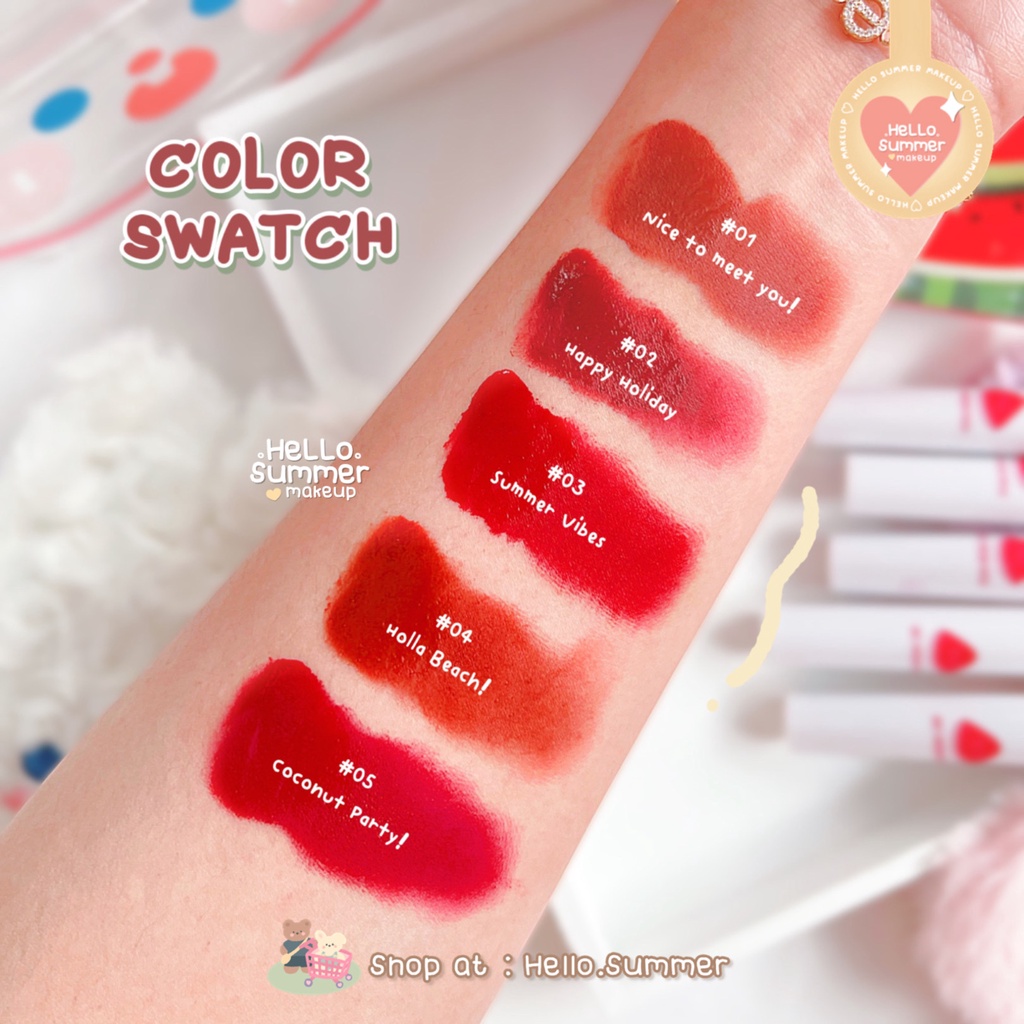 𝐌𝐀𝐓𝐓𝐄 𝐋𝐈𝐏𝐒𝐓𝐈𝐂𝐊 - RUHUTO Hey Summer! Watermelon Velvet Matte Lipglaze Lipstick Lipcream Liptint