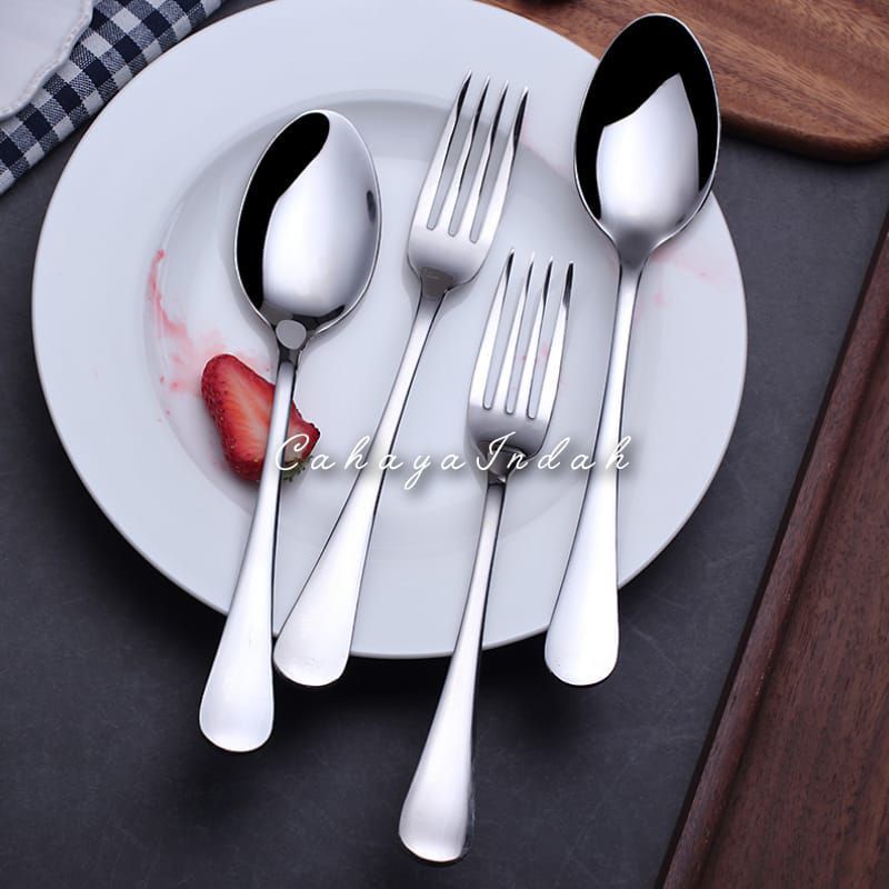 Sendok dan Garpu Makan Besar Korea/Sendok Makan Stainless Tebal High Quality