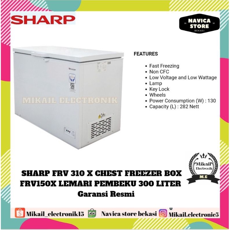 SHARP FRV 310 X CHEST FREEZER BOX FRV310X LEMARI PEMBEKU 200 LITER