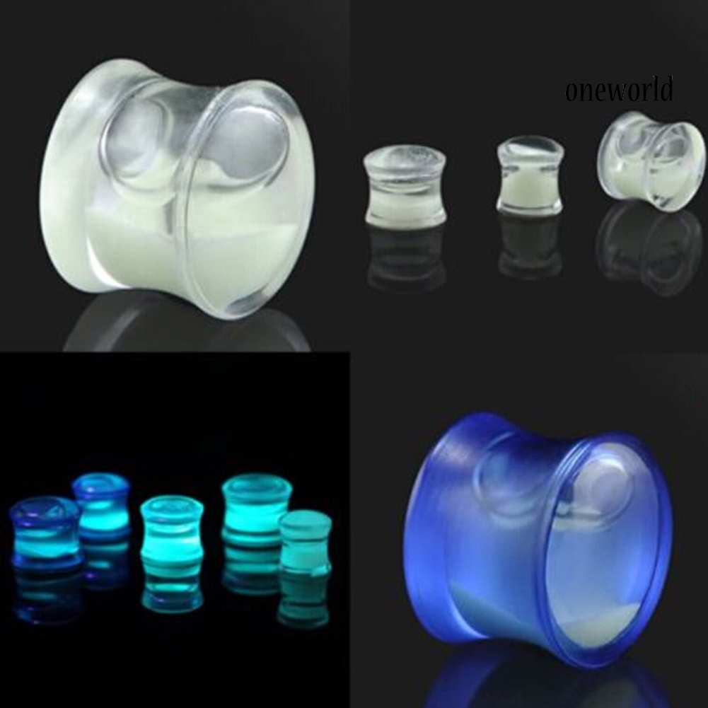 OW@ Luminous Ear Expander Tunnel Plug Stretcher Women Anti Allergy Acrylic Jewelry