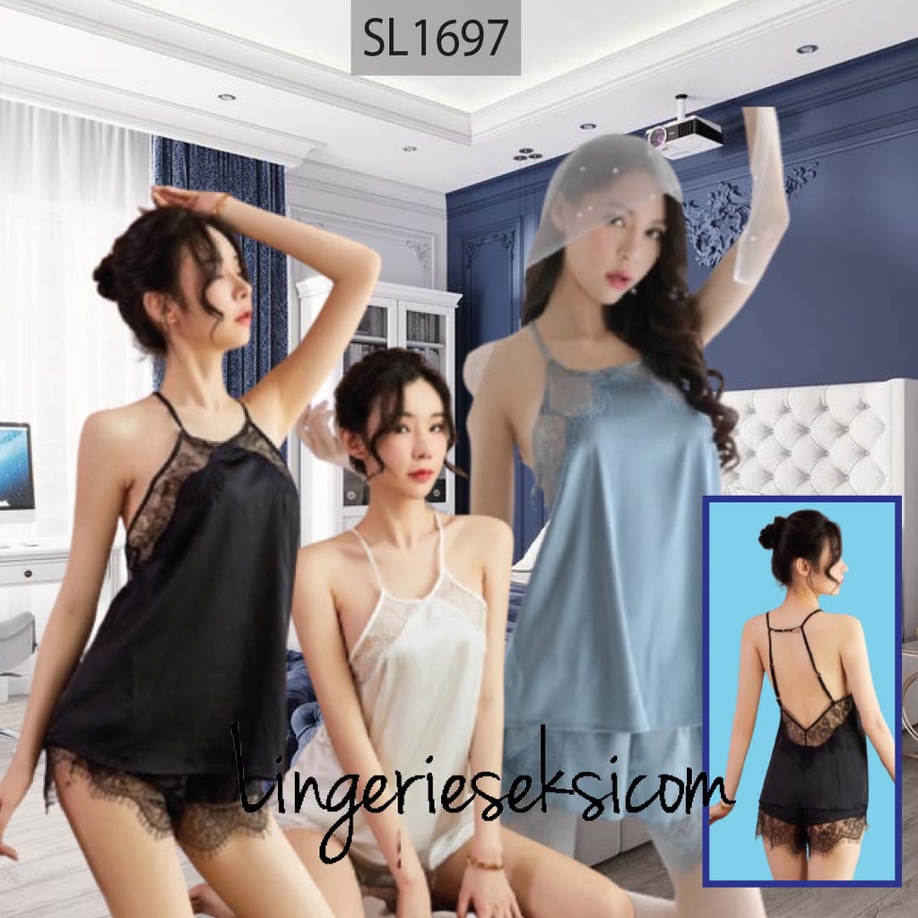 BLIORI 1697 Sexy Lingerie set baju tidur sexy wanita bahan satin premium import setelan