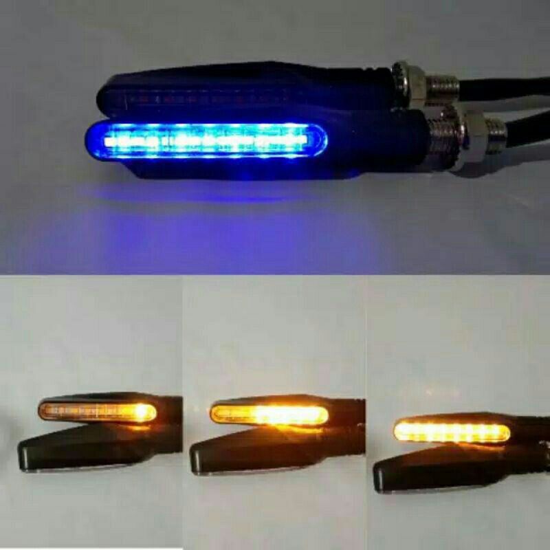 lampu sen sein led running flowing DRL 2 warna Biru Kuning