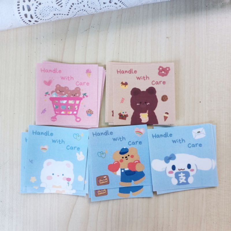 

Stiker Cute bear rabbit kelinci handle with care fragile sticker 5x5 cm