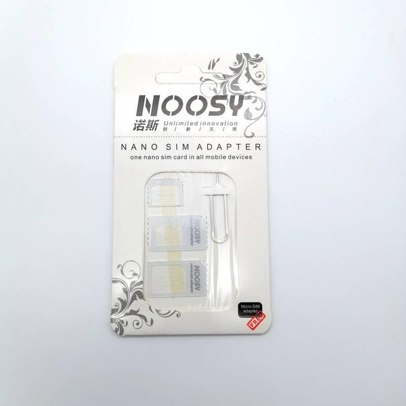SIM Card Adapter 4 in 1 Noosy Nano Micro SIM Adapter Standard SIM Card Adapters Eject Pin Key For iPhone Samsung