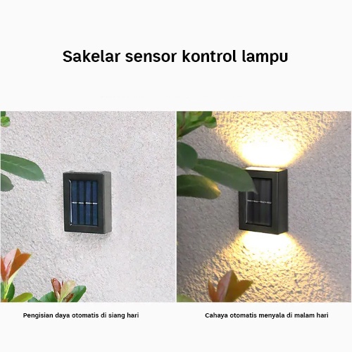 ANBOLT LAMPU TENAGA SURYA Lampu Solar Outdoor Minimalis Led Wall Ligh 2 LED Lampu kuning terpasang di pagar untuk menambah keindahan