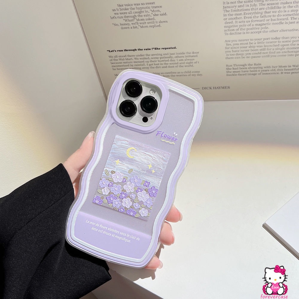 Soft Case TPU Motif Lukisan Minyak Bunga Ungu Untuk Redmi Note 10 10s 11 10s 9T 10 9 9A 9C NFC 10A 10 Note9 Note8 Note 11s 10 Pro Max Plus