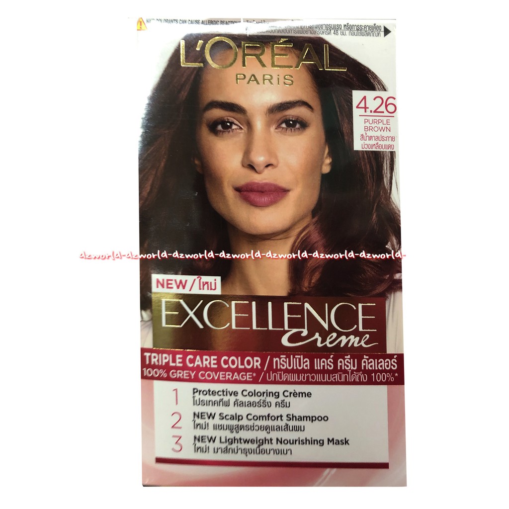 L'oreal Paris 4.26 Purple Brown Excellence Creme Cat Rambut Ungu Coklat Loreal