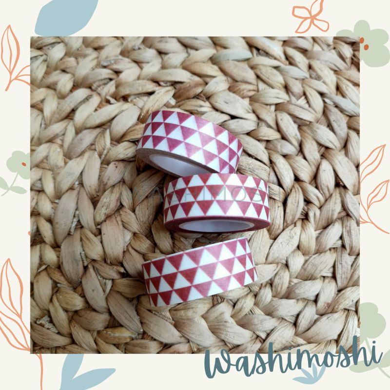 

Washimoshi Masking Washi Tape Red Triangle Design / Washitape Motif Segitiga Merah (10 Meter)