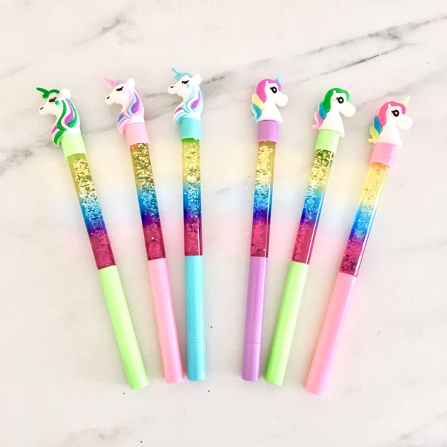 TERMURAH!! SATUAN Glitter Blink Natal Unicorn BTS Pony Kuda Laut/christmas doraemon souvenir gel pen