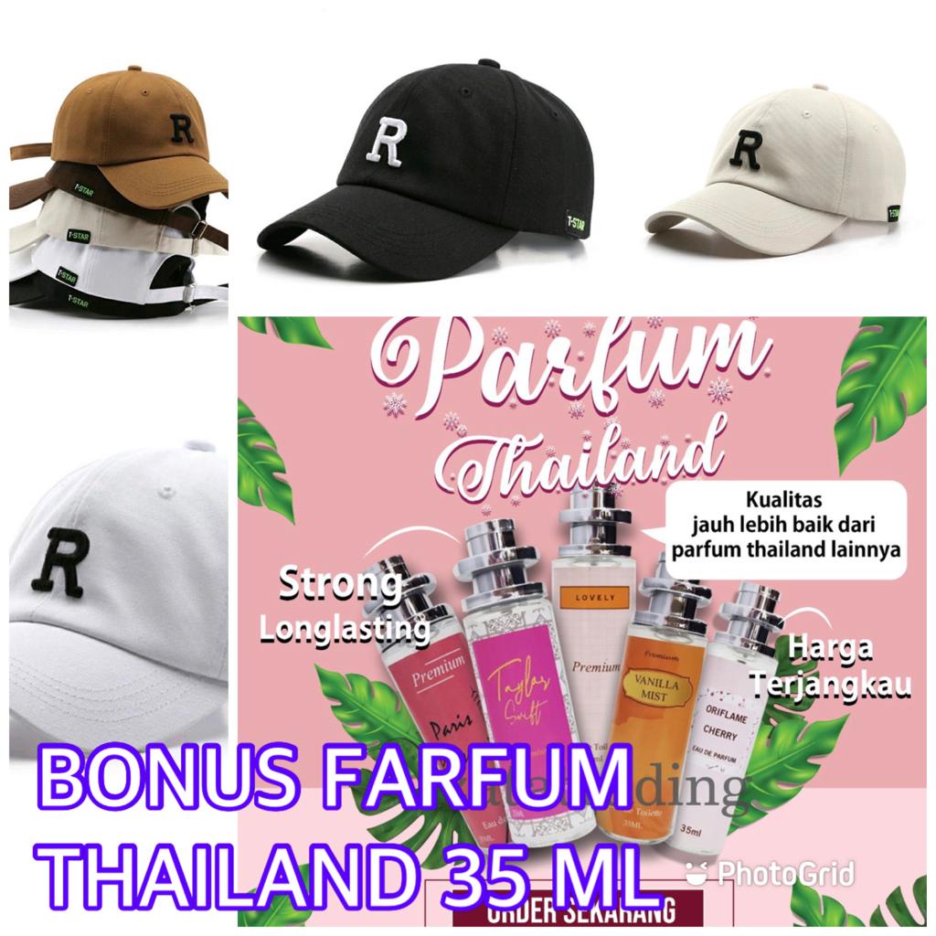 COD BONUS FARFUM THAILAND 35 ML///Top R Huruf Pure Warna Nyaman Katun Topi Baseball