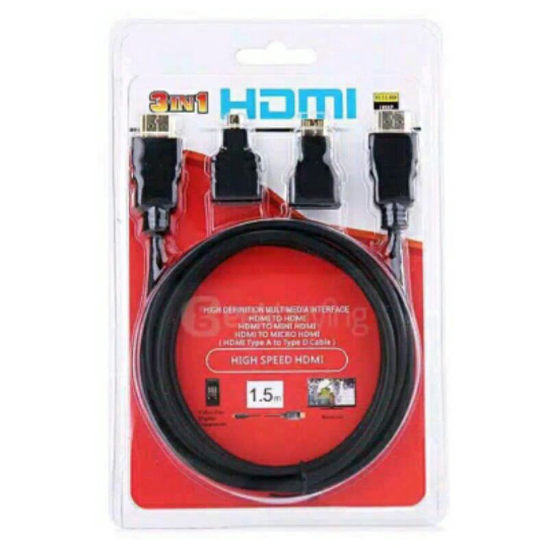 Kabel HDMI 3 In 1 HDMI / HDMI - HDMI / Mini - HDMI / Mikro - HDMI