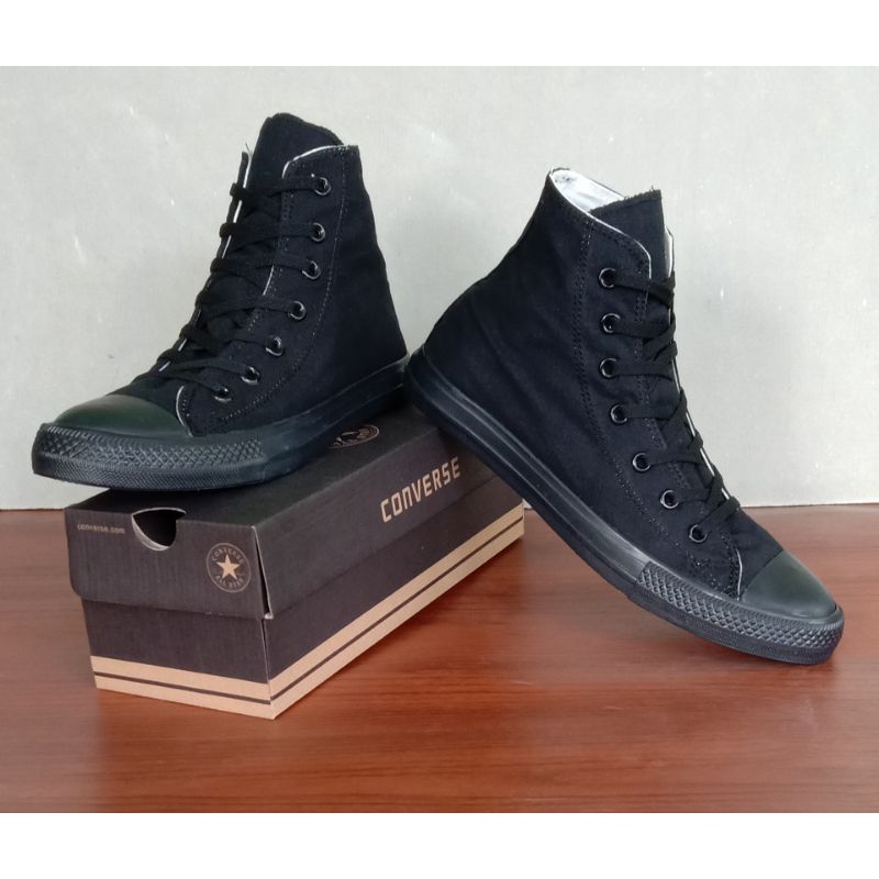 (free box converse)sepatu converse all star classic high full black all star classic tinggi hitam polos