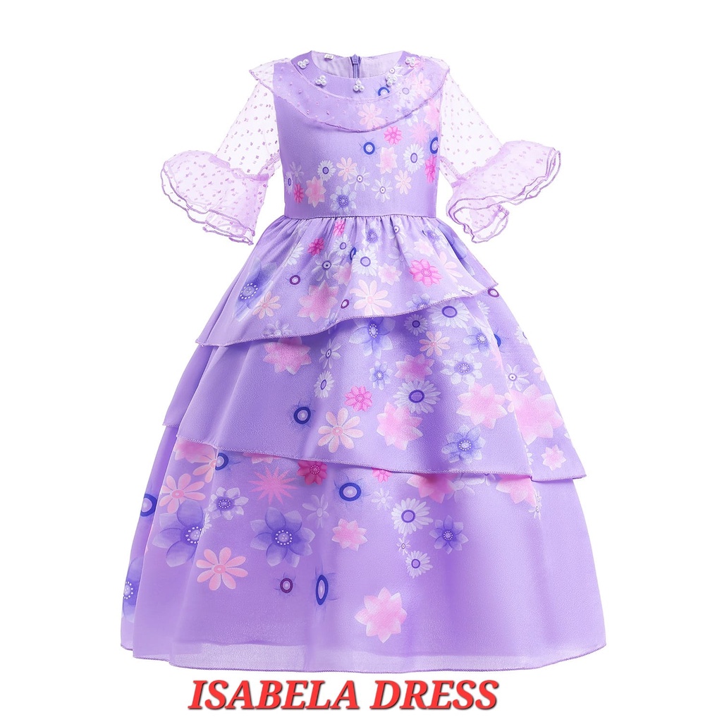 ENCANTO DRESS KOSTUM PRINCESS MIRABEL ISABELA IMPORT BAJU DRES ANAK PEREMPUAN HALOWEEN