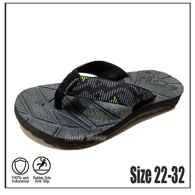 X-gear 22-30 Sandal Anak Karet Remaja Laki Dewasa / Sandal Jepit Hitam Laki / Sandal Murah Laki