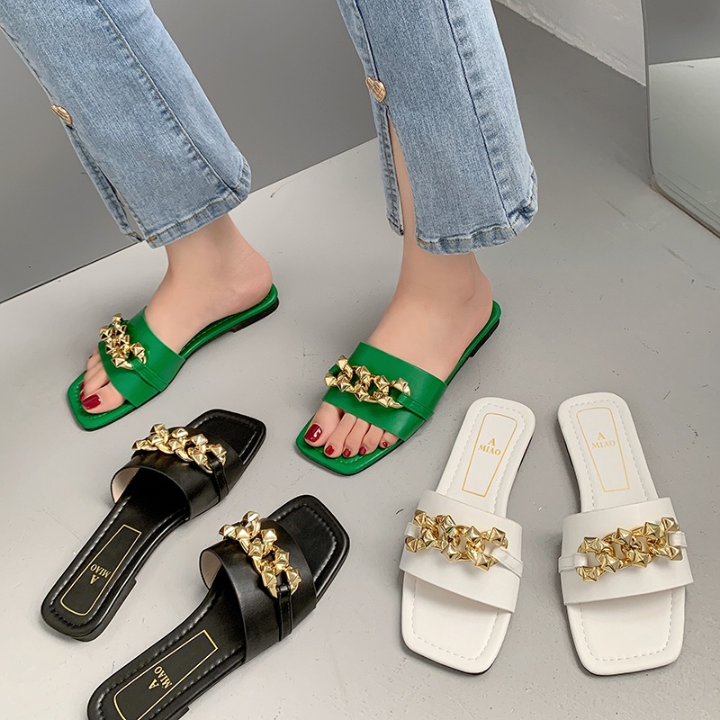 [COZY] Sola Slip Sandal Chain Korea Fashion Wanita Import