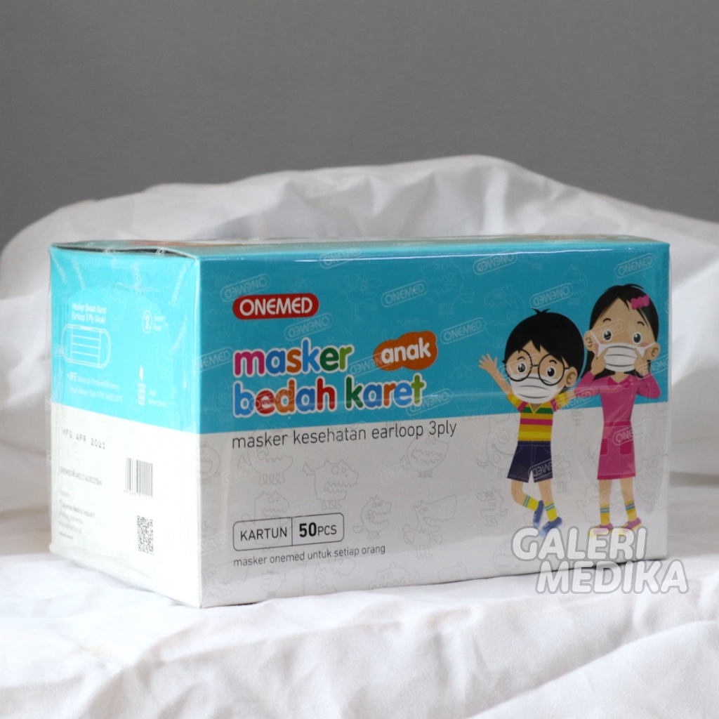 OneMed Masker Anak Earloop 3Ply Motif Kartun - Masker Bedah Karet / Surgical Mask Box Isi 50 Pcs