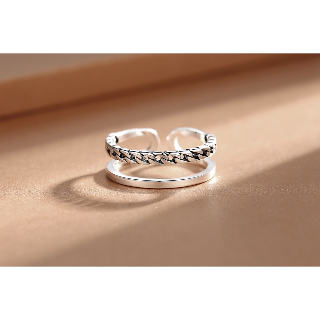 925 Perak Cincin Untuk Wanita/pasangan Cincin yang Dapat Disesuaikan Kepribadian Bar Perhiasan Retro JZ00070