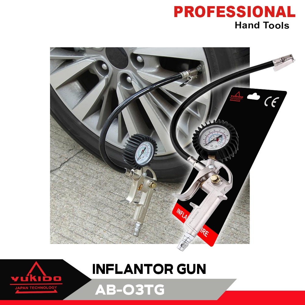 YUKIDO Tire Inflator Gun - Alat Pengisi + Ukur Tekanan + Buang Angin Ban