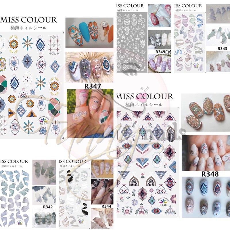 STICKER NAIL ART BOW TRIBAL NAIL STIKER KUKU PREMIUM KUPAL STIKER TEMPEL MARBLE MARMER VINTAGE