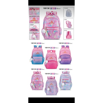 tas ransel pelangi polo terbaru/tas sekolah anak perempuan SD SMP