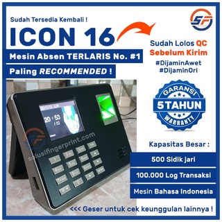 Fingerprint ICON 16 Mesin Absen Sidik Jari / Absensi Finger print ICON16 Bahasa Indonesia Original Termurah Bergaransi | Bukan LX50 / LX52 / A3