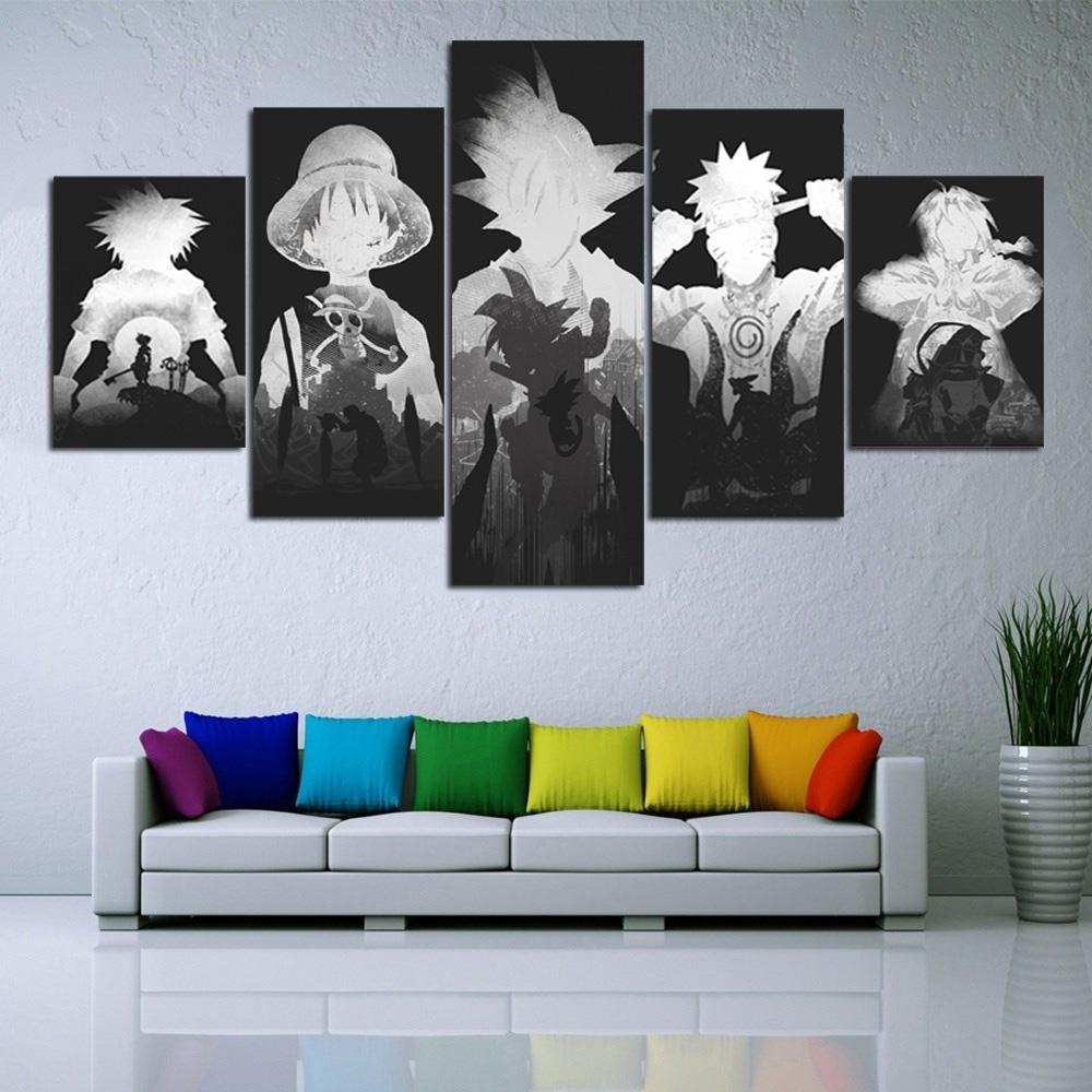 5Pcs Poster Gambar Anime Dragon Ball Goku One Piece Luffy ...