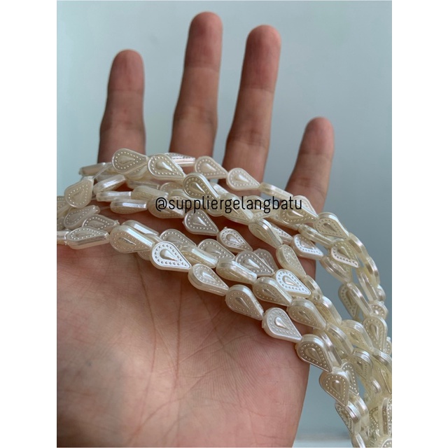 Mutiara Sintetis OVAL motif ALPUKAT WHITE PEARL TULANG manik aksesoris