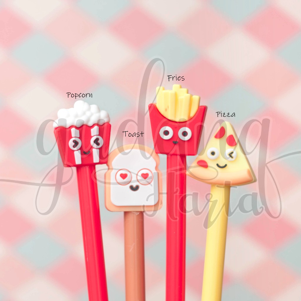 Pulpen Gel Popcorn Pizza Fries Toast Fast Food Lucu Pena Unik Bolpen Ballpoint GH 307195