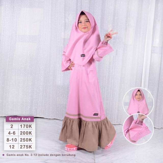 Gamis anak lebaran/Gamis Samara G06 pink