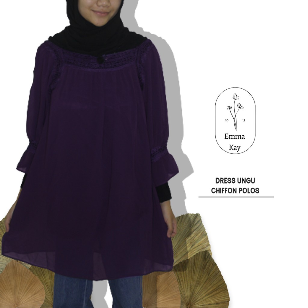 G028 DRESS UNGU CHIFFON POLOS