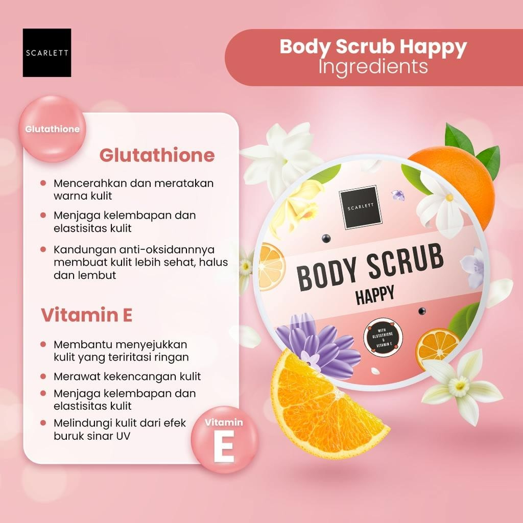 ★ BB ★  Scarlett Whitening Happy Body Series | Body Serum - Body Scrub - Shower Scrub - Body Lotion - Body Cream