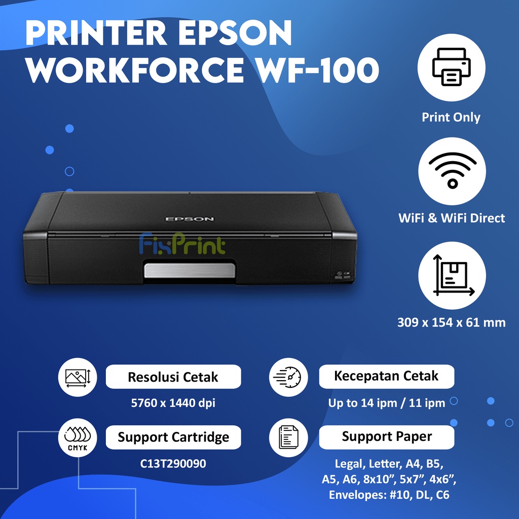 Printer Epson Inkjet WorkForce WF-100 WF100 WF 100 wf100 Wireless New