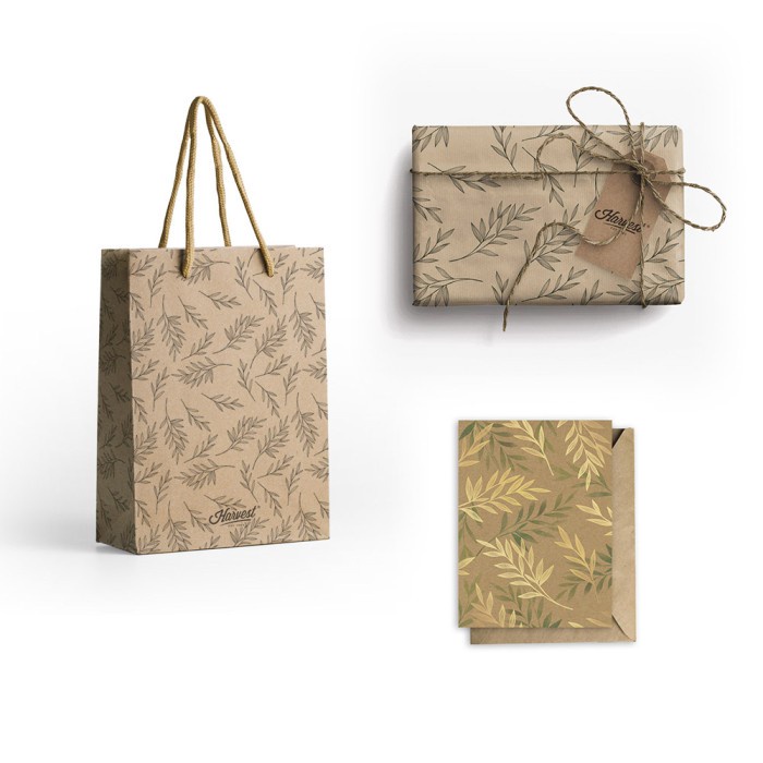 

Paket Paper Bag, Kertas Kado & Kartu Ucapan Harvest Wrap Kit - Leaves