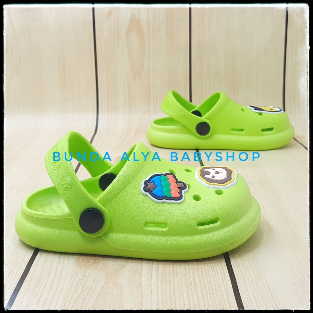 Sendal Anak Karet Umur 2 3 4 5 Tahun Karet Elastis HIJAU - Sepatu Sandal Anak Cowok Elastis Motif Lucu Karet Anti Licin Size 26 - 35 Sepatu Sandal Anak Karet Sendal Anak Elastis Green