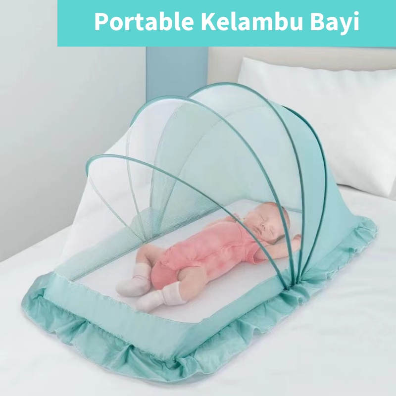 Kelambu Bayi Lipat Praktis Anti nyamuk, Portable Anak Bayi Ranjang Kotak Tenda