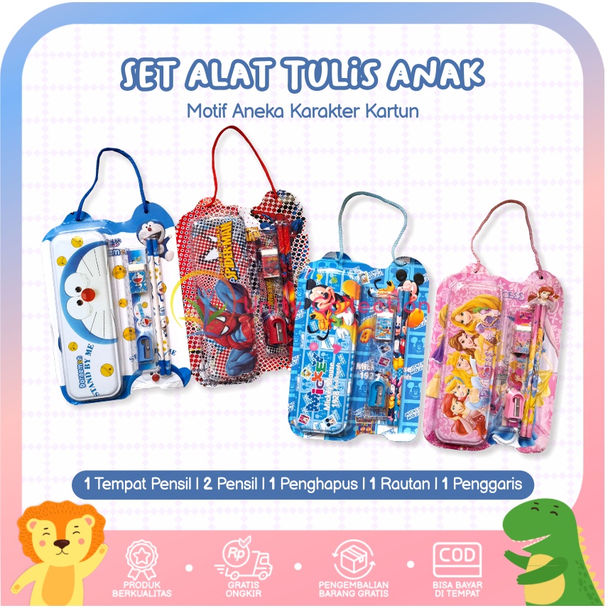 

Tempat Pensil 5 in 1 Anak Karakter Lucu Stationery Set Perlengkapan Sekolah