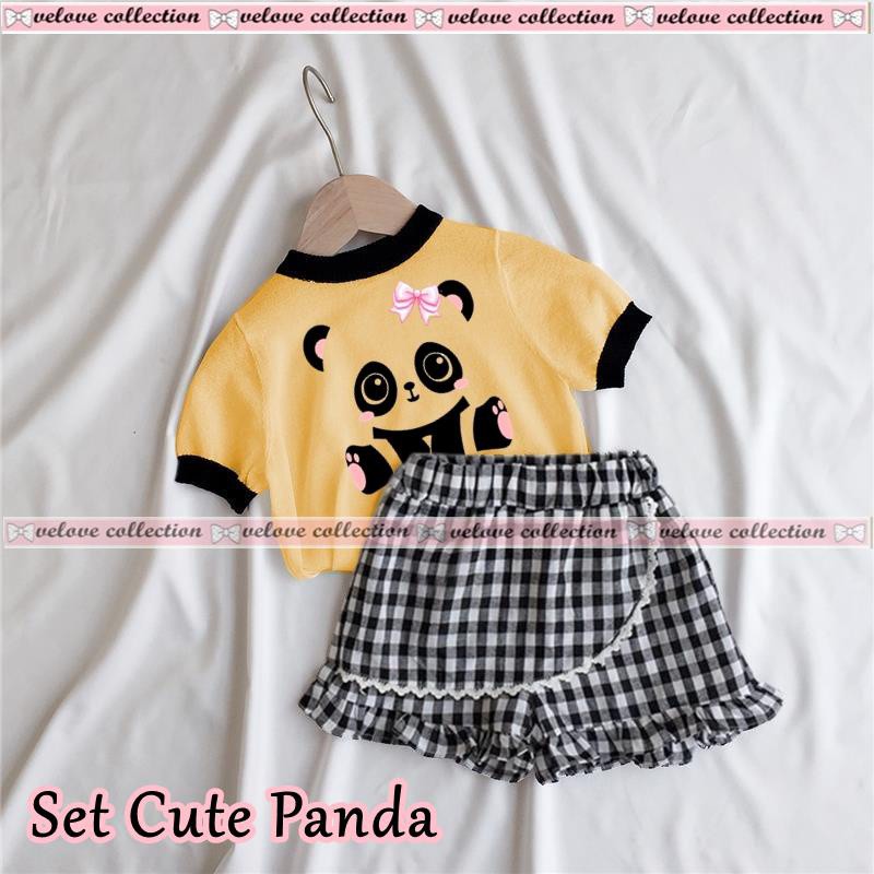 Set cute panda kid Setelan Queenie Baju Setelan Anak Cewek /Stelan ANAK perempuan/baju anak terbaru Stelan baju anak karakter