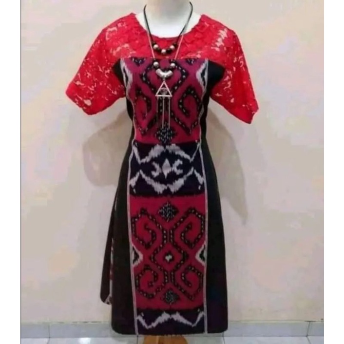 DRESS BROKAT TENUN FASHION TROSO JEPARA, DRESS CASUAL BROKAT TENUN ETNIK JEPARA, DRESS TENUN KOMBINA