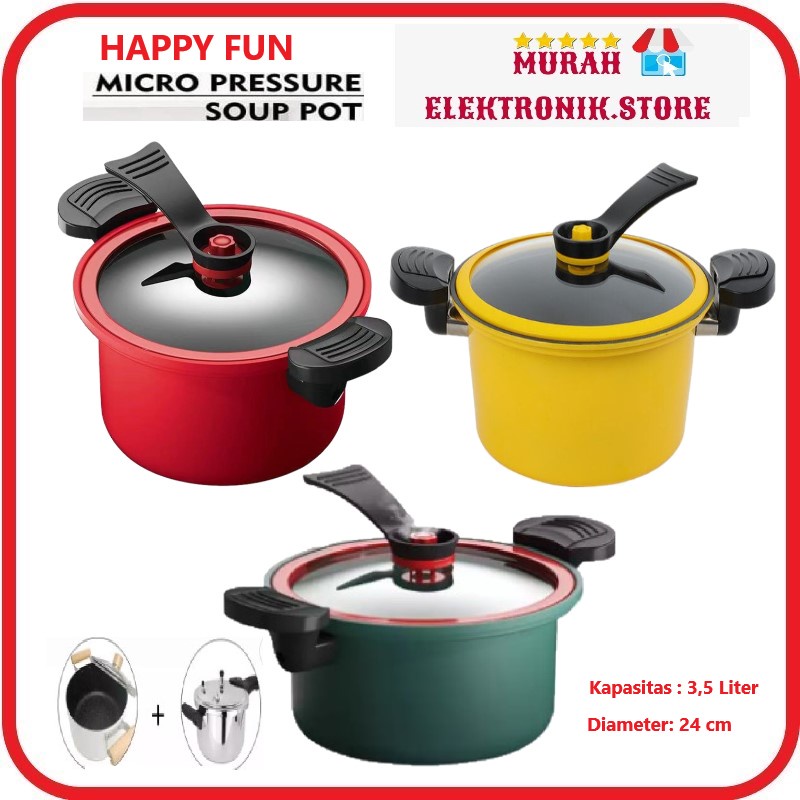 Panci Presto Teflon Totipotent Micro Pressure Cooker Pot 3.5L Anti Lengket
