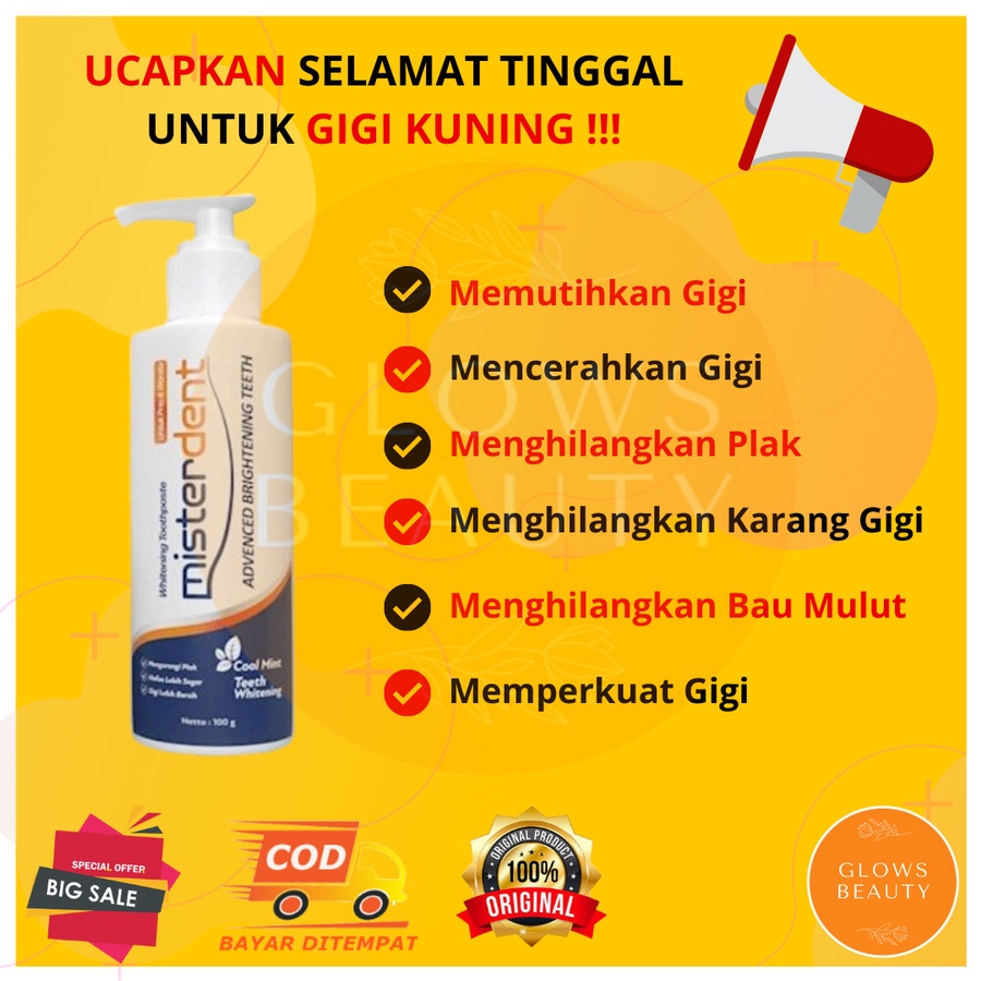 MISTERDENT ADVANCED BRIGHTENING ATASI GIGI KUNING SECARA INSTAN