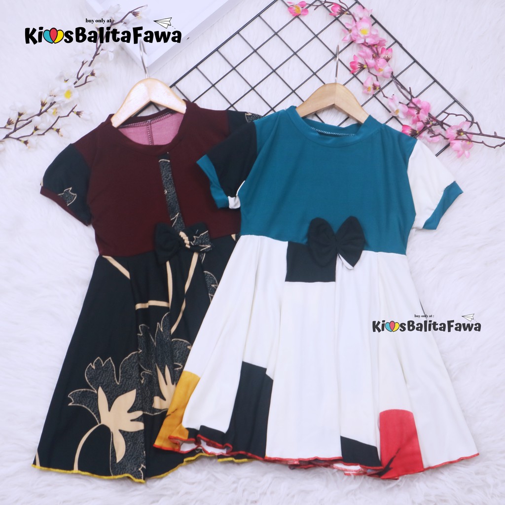 Dress Pita uk 3-4 Tahun / Dres Lengan Murah Baju Anak Perempuan Grosir Harian Gaun Pesta Batik Baru